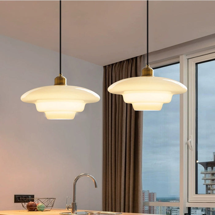HaloGlo - Stylish White Glass Pendant Light for Modern Interiors