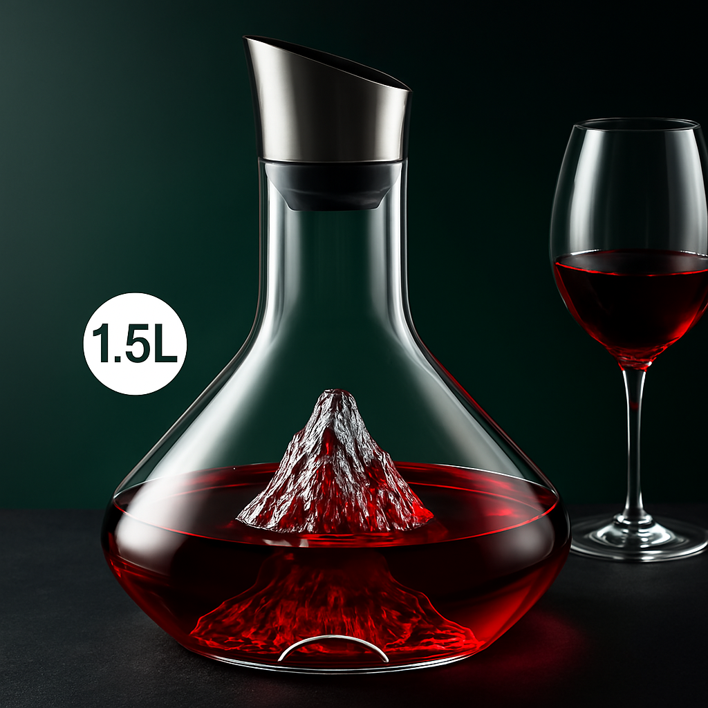 Hestora - Crystal Wine Decanter with Modern Iceberg Design for Aeration