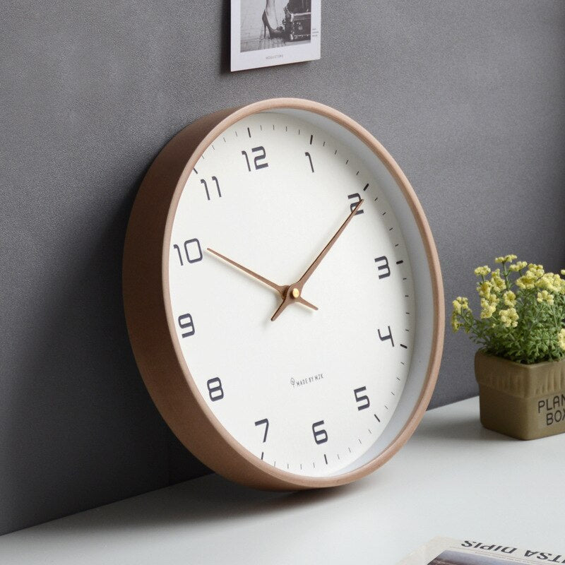 Figurora - Scandinavian Simple Wooden Wall Clock in Brown Cream