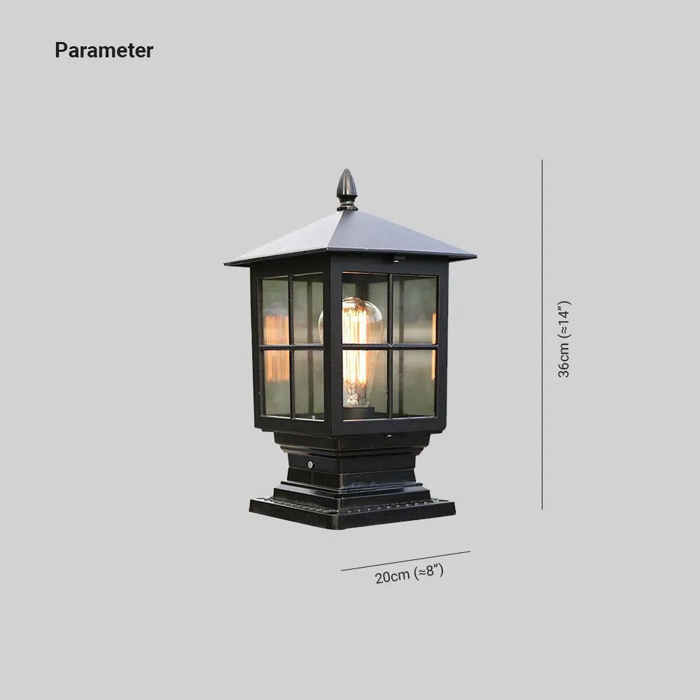 Towlera - Elegant Black Metal Outdoor Pillar Lantern Light for Patios