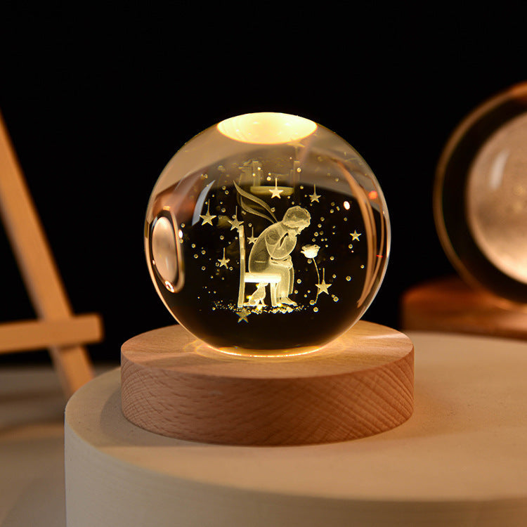 Quiltelis - Luminous Crystal Ball with Planetary Designs for Stargazing