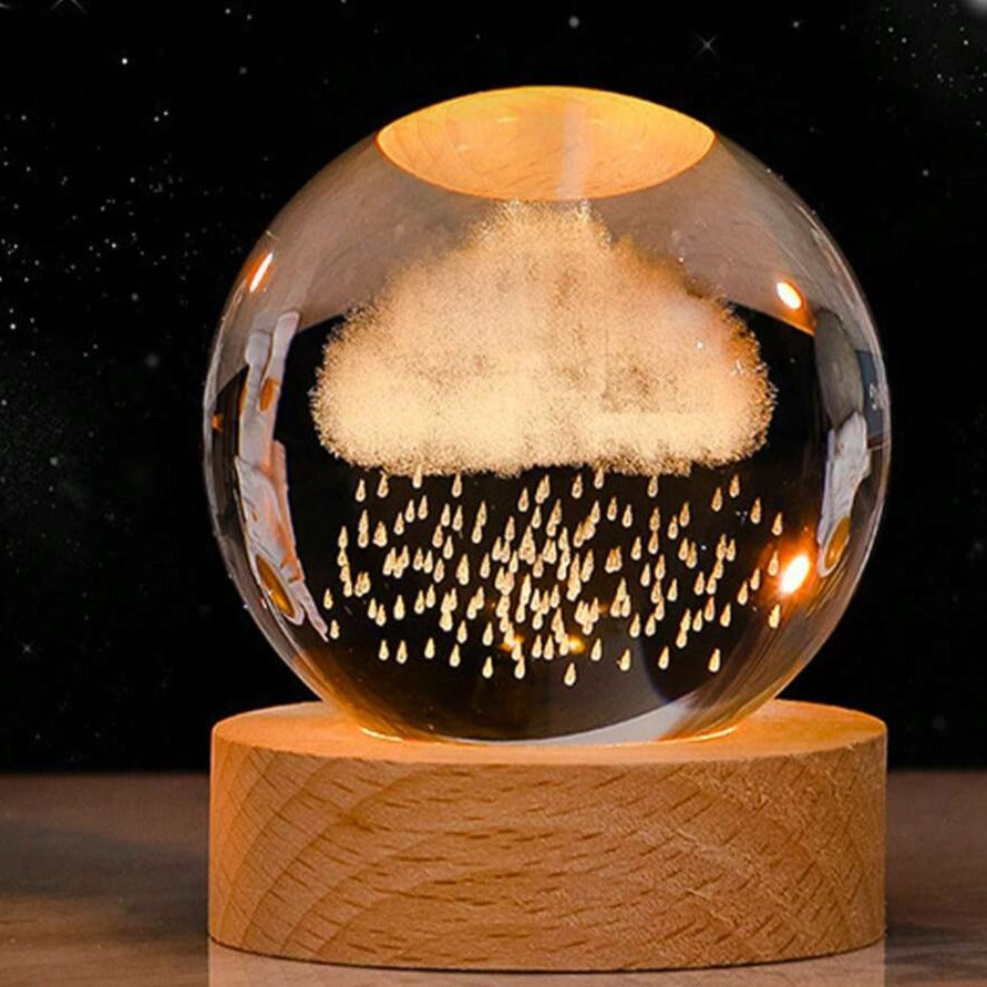 Quiltelis - Luminous Crystal Ball with Planetary Designs for Stargazing