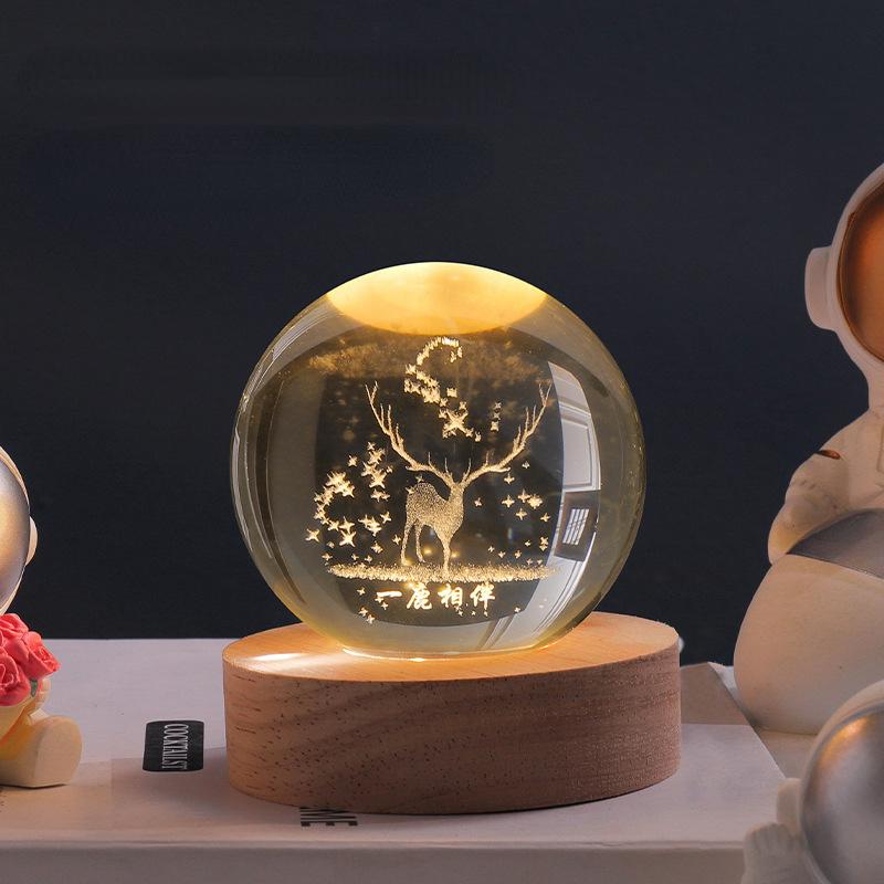Quiltelis - Luminous Crystal Ball with Planetary Designs for Stargazing