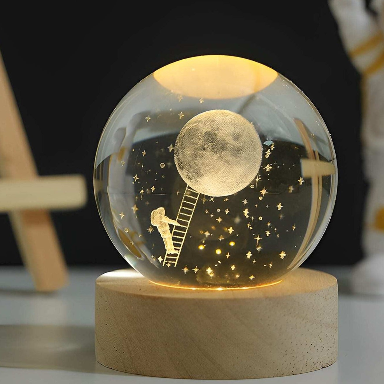 Quiltelis - Luminous Crystal Ball with Planetary Designs for Stargazing