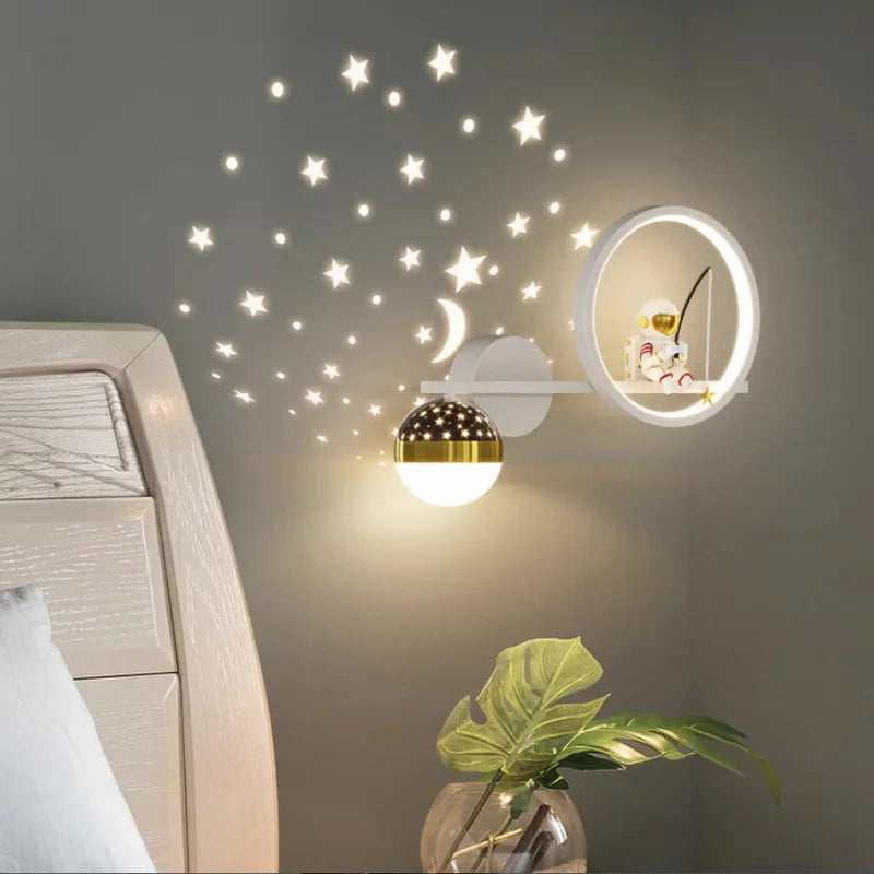 Lawnora - KinderLicht Kids Room Wall Lamp With Starry Night Light