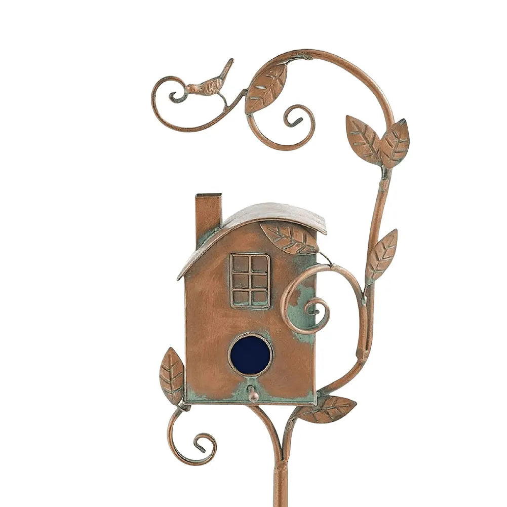 Cozyra - Featherhaven Metal Birdhouse with Pole Durable Garden Decor