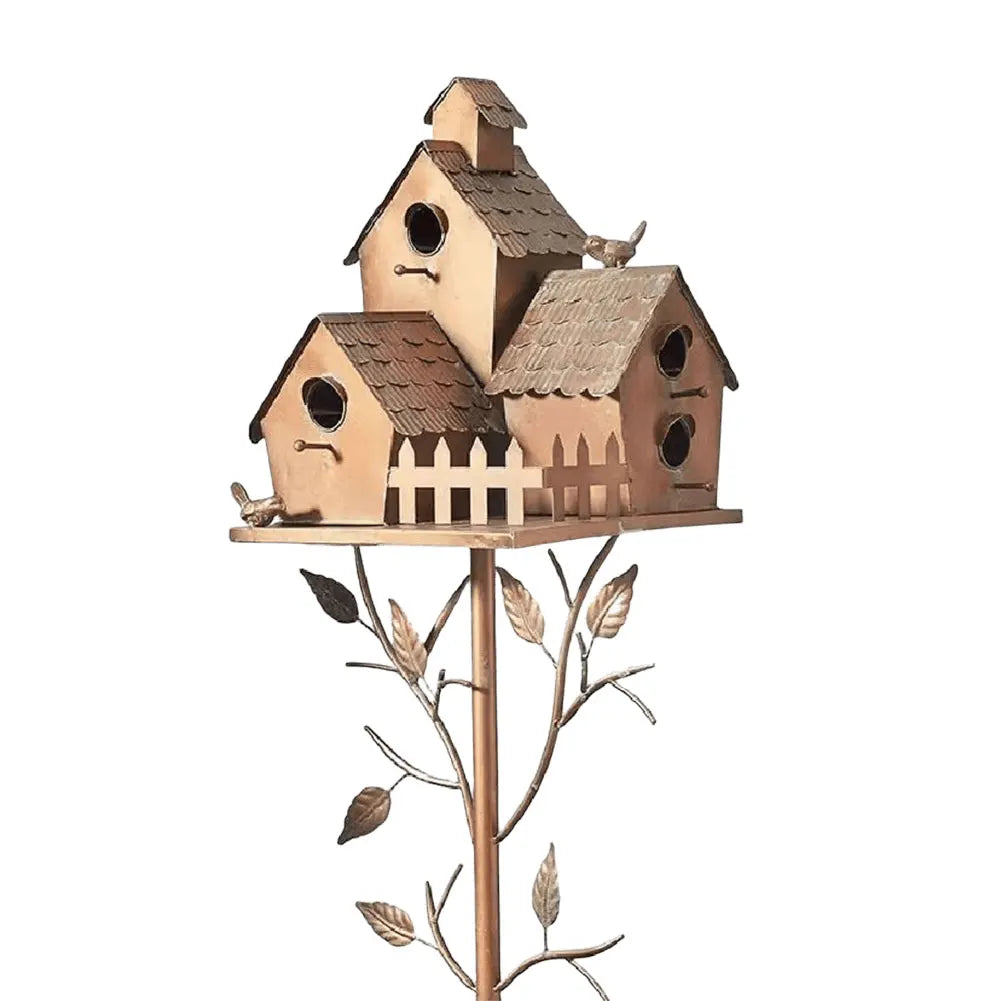 Cozyra - Featherhaven Metal Birdhouse with Pole Durable Garden Decor