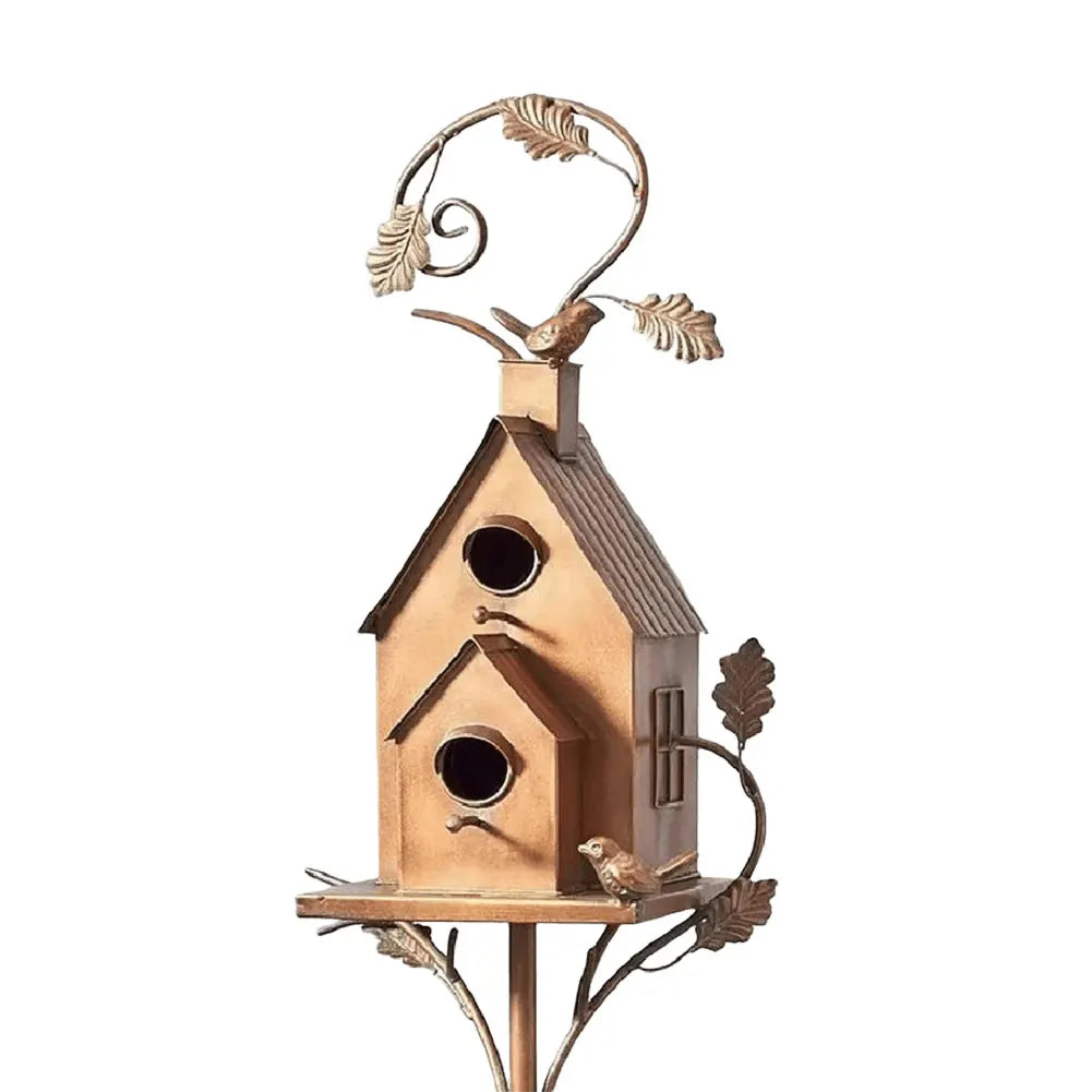 Cozyra - Featherhaven Metal Birdhouse with Pole Durable Garden Decor