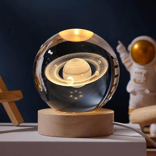 Quiltelis - Luminous Crystal Ball with Planetary Designs for Stargazing