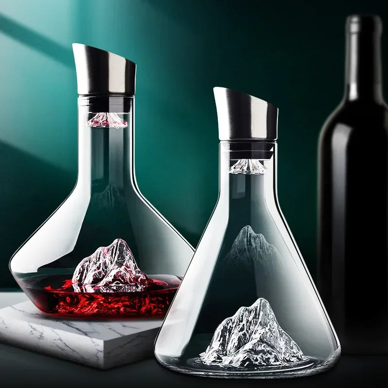 Hestora - Crystal Wine Decanter with Modern Iceberg Design for Aeration