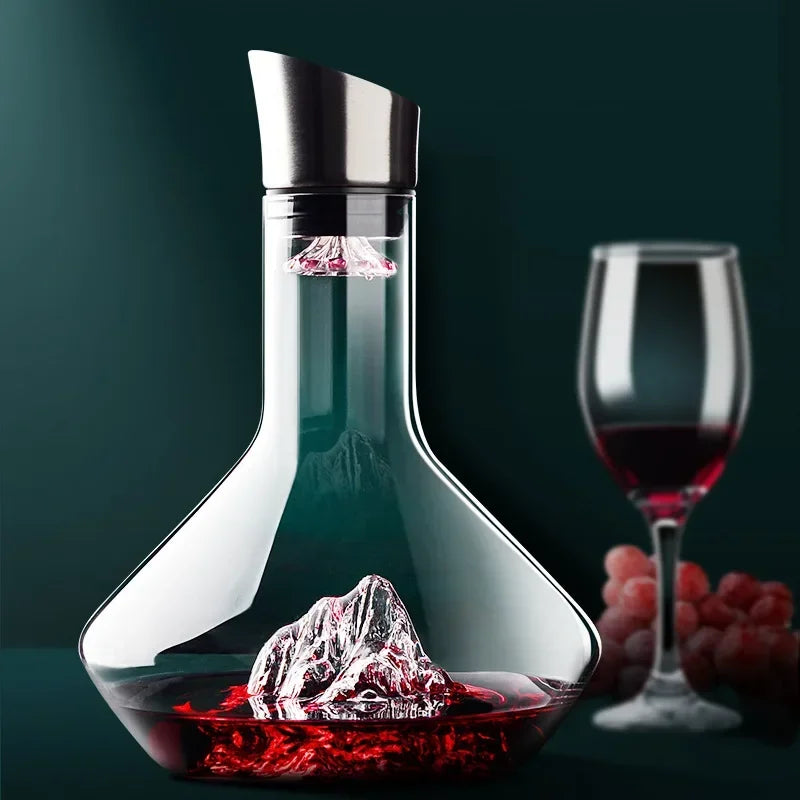 Hestora - Crystal Wine Decanter with Modern Iceberg Design for Aeration