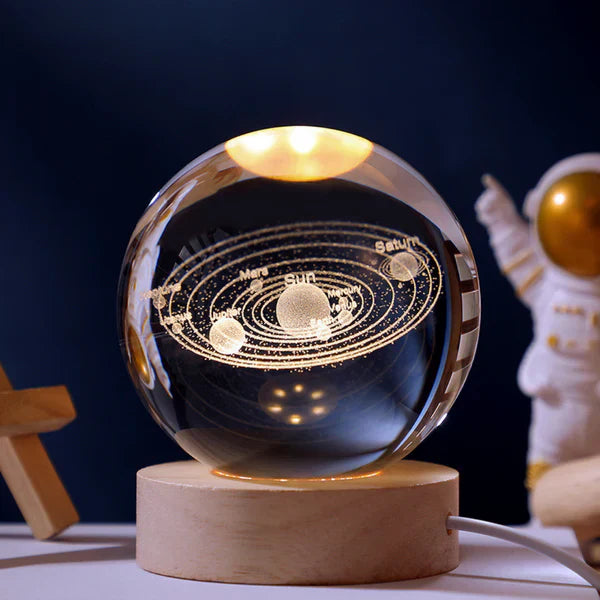 Quiltelis - Luminous Crystal Ball with Planetary Designs for Stargazing