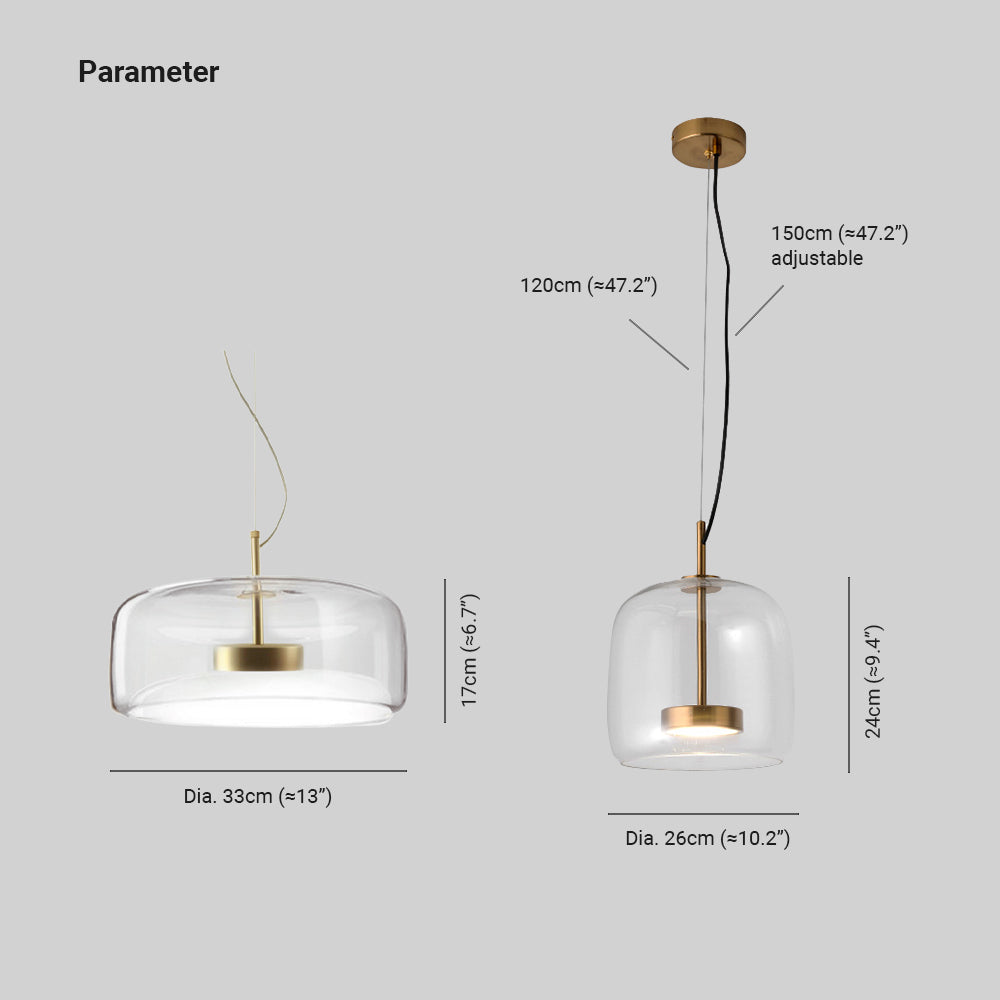 Framevia - AmberGlow Retro LED Pendant Lights Gold Metal Glass