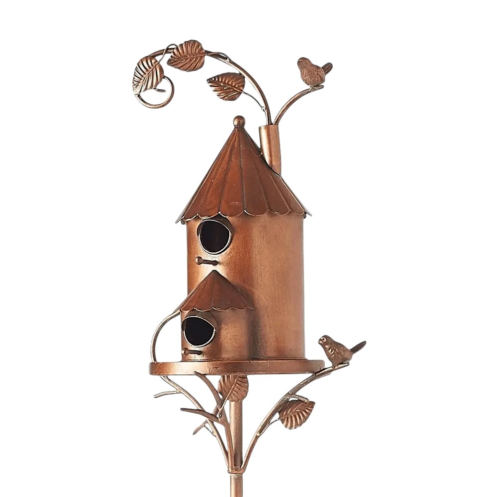 Cozyra - Featherhaven Metal Birdhouse with Pole Durable Garden Decor