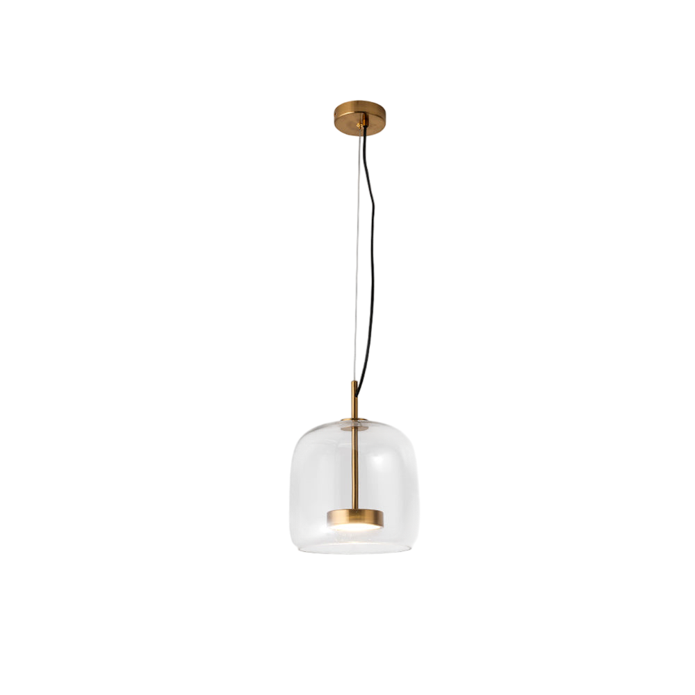 Framevia - AmberGlow Retro LED Pendant Lights Gold Metal Glass