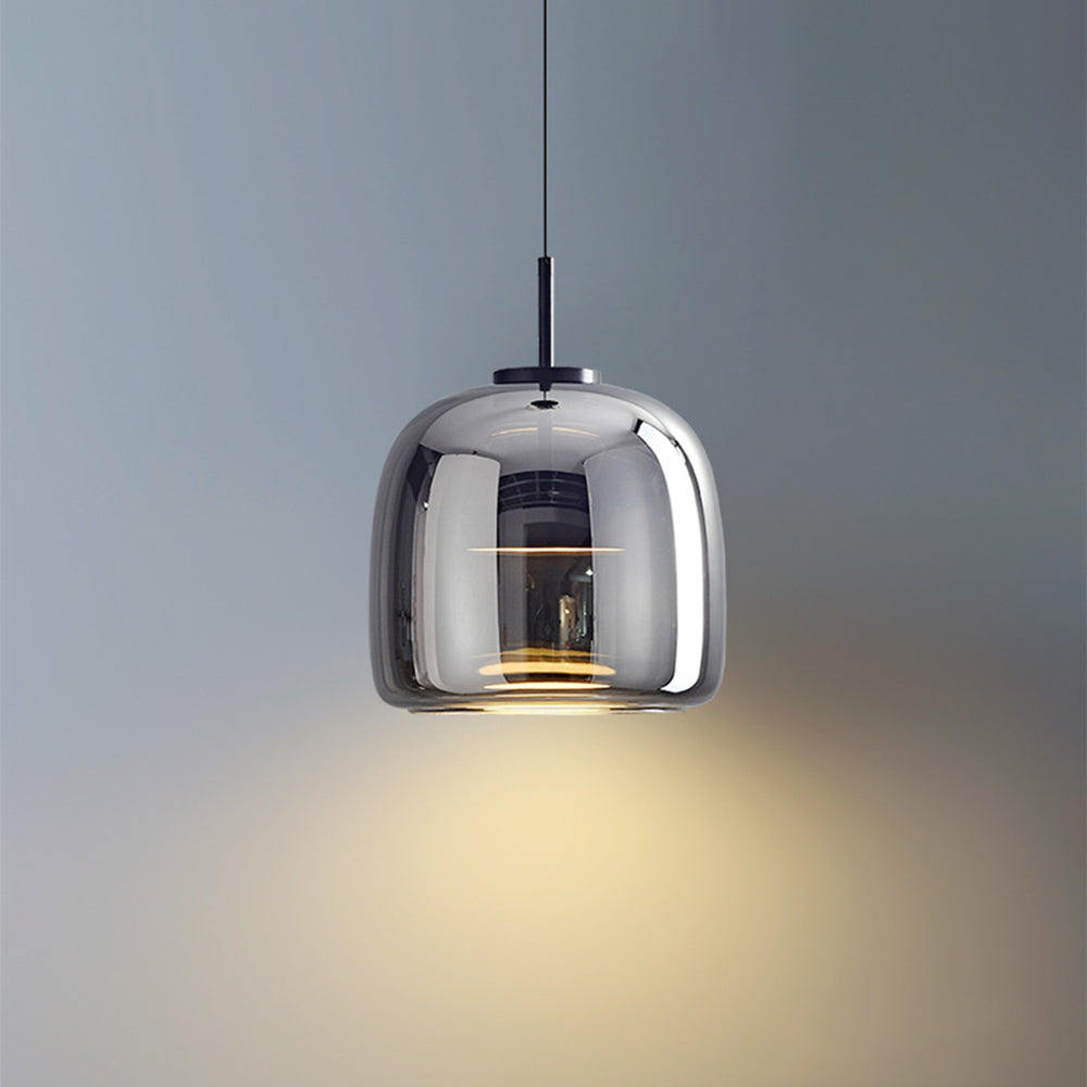 Framevia - AmberGlow Retro LED Pendant Lights Gold Metal Glass