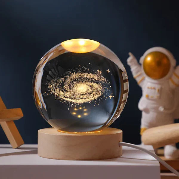 Quiltelis - Luminous Crystal Ball with Planetary Designs for Stargazing