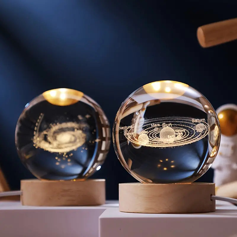 Quiltelis - Luminous Crystal Ball with Planetary Designs for Stargazing