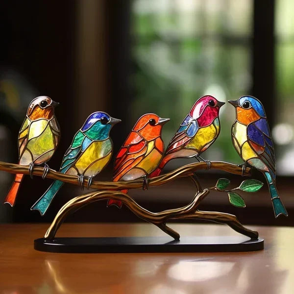 Bathvia - Handcrafted Glass Bird Statue With Colorful Panels